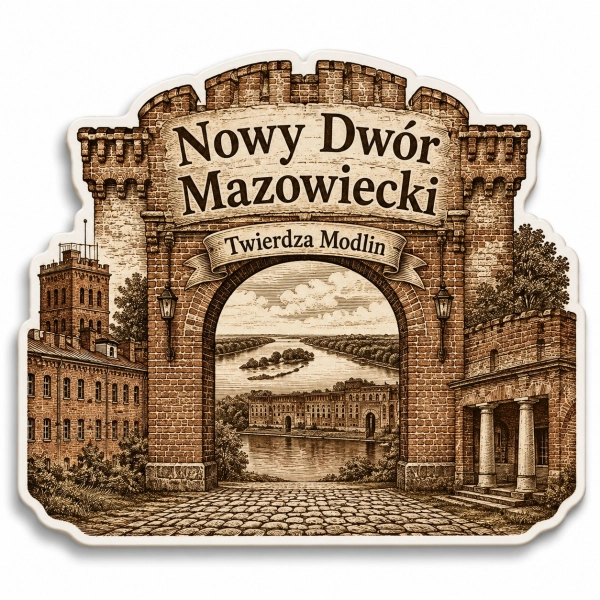 Magnes pamiątkowy Nowy Dwór Mazowiecki z motywem Twierdzy Modlin