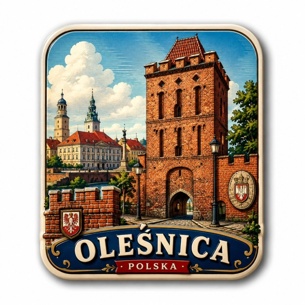 Magnes pamiątkowy Oleśnica z motywem zamku