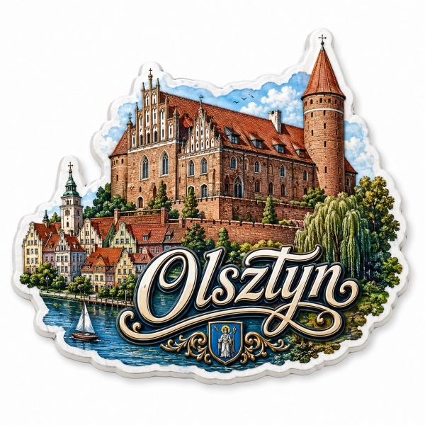 Magnes pamiątkowy z widokiem Zamku Kapituły Warmińskiej w Olsztynie