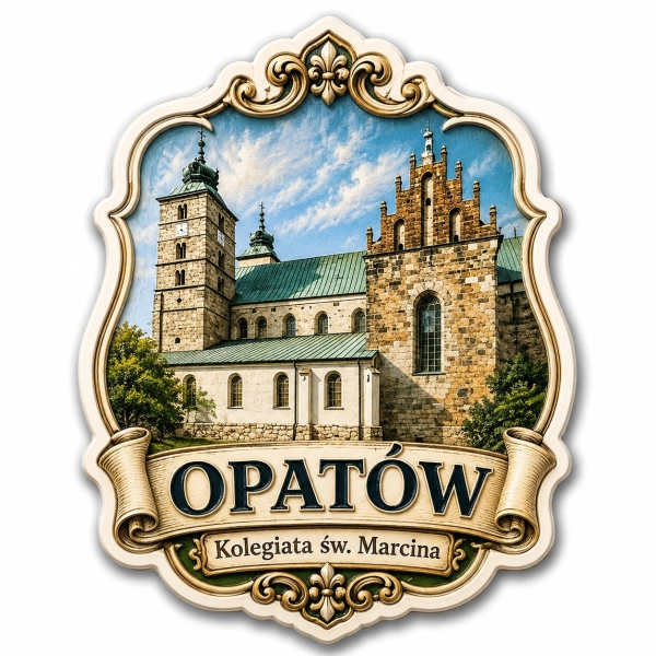 Magnes pamiątkowy Opatów z motywem architektonicznym