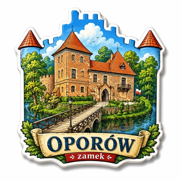 Magnes pamiątkowy Oporów z motywem zamku