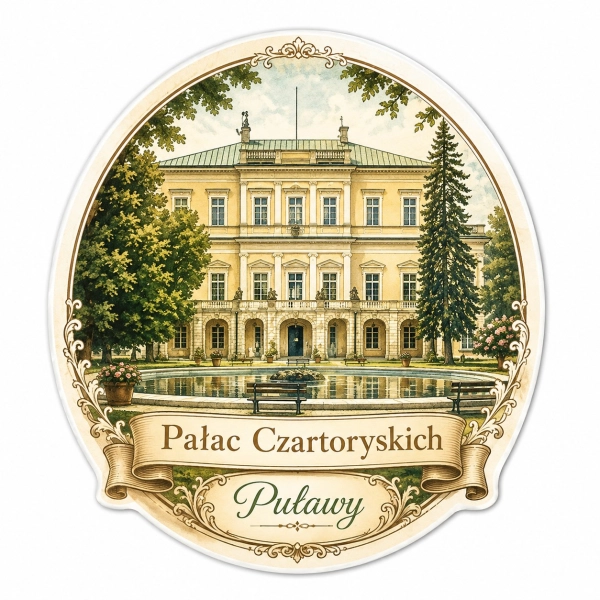Pamiątkowy magnes z motywem Pałacu Czartoryskich w Puławach
