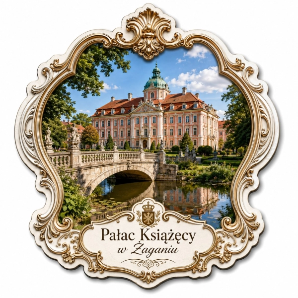 Pamiątkowy magnes z motywem Pałacu Książęcego w Żaganiu