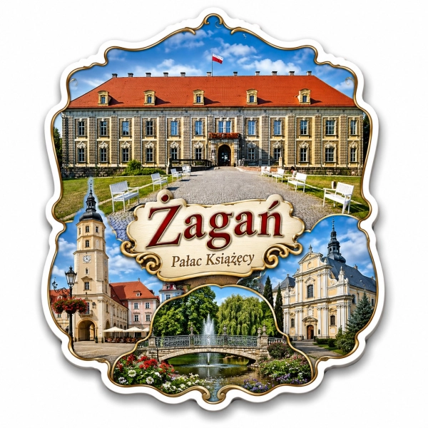 Pamiątkowy magnes z motywem Pałacu Książęcego w Żaganiu