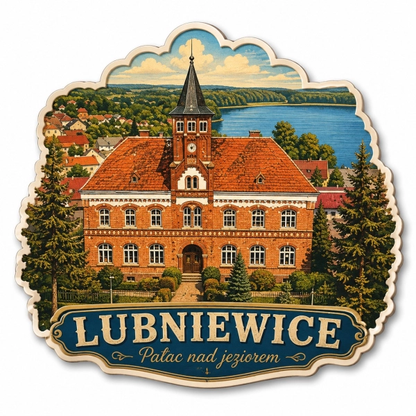 Magnes pamiątkowy z motywem Pałacu w Lubniewicach
