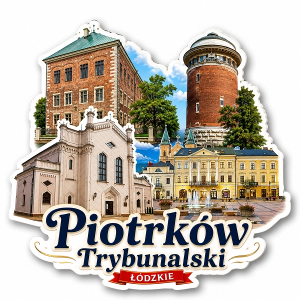 Magnes Piotrków Trybunalski z motywem zabytkowych budynków