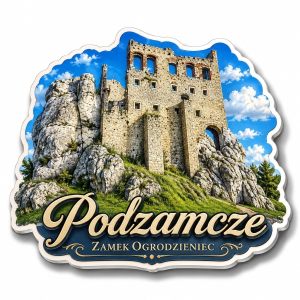 Magnes pamiątkowy Podzamcze z widokiem na ruiny zamku