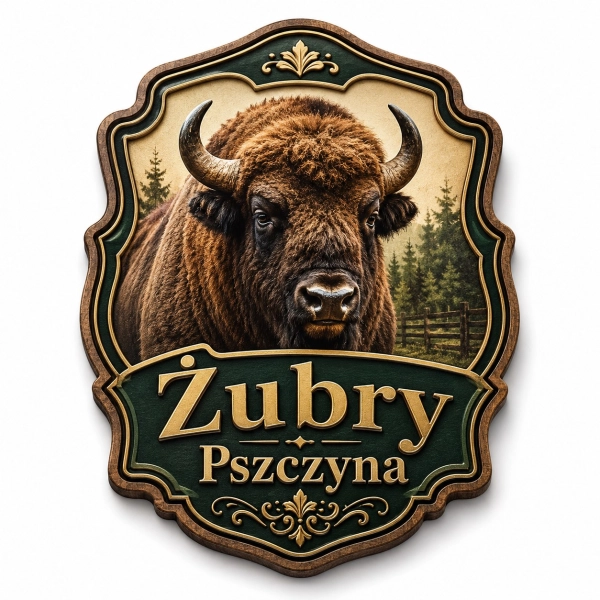 Magnes pamiątkowy z motywem żubra – Pokazowa Zagroda Żubrów w Pszczynie
