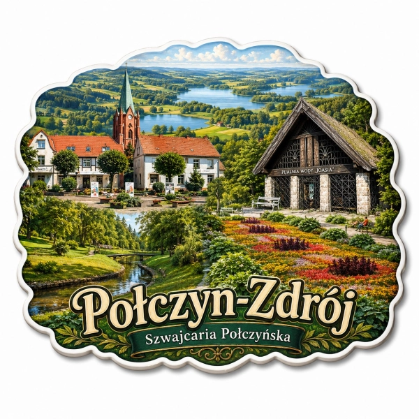 Magnes pamiątkowy z motywem Połczyna-Zdroju