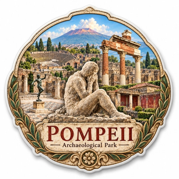 Magnes pamiątkowy z ruinami Pompei