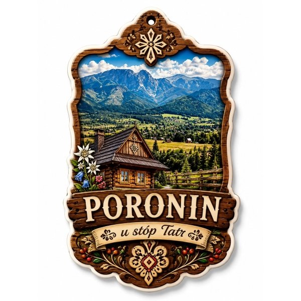 Magnes Poronin u stóp Tatr – drewniany dom, kwiaty, las i górski krajobraz