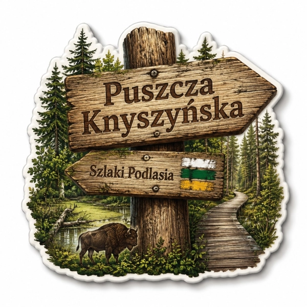 Magnes pamiątkowy Puszcza Knyszyńska z motywem Szlaków Podlasia