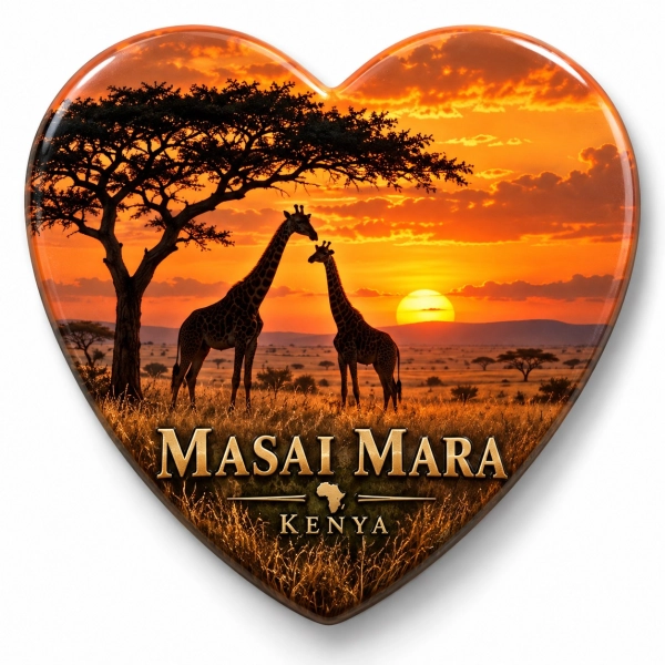 Magnes z zachodem słońca nad sawanną w Rezerwacie Narodowym Masai Mara w Kenii