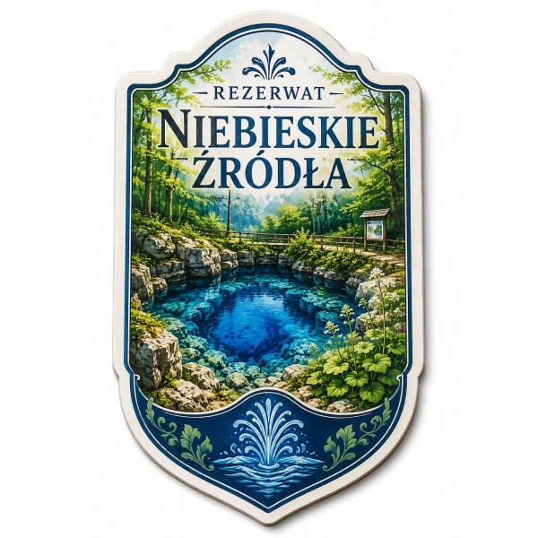 Magnes pamiątkowy Rezerwat Niebieskie Źródła w województwie łódzkim