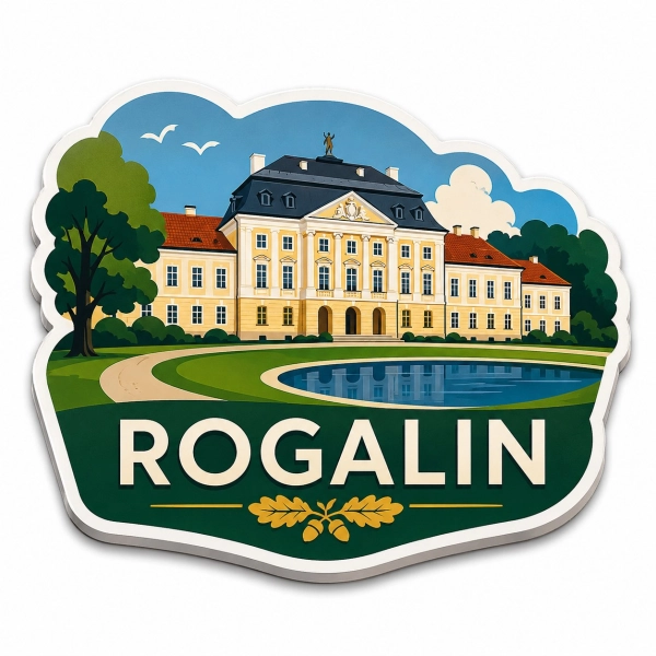 Pamiątkowy magnes Rogalin z motywem pałacu