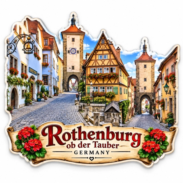 Magnes z widokiem na uliczkę w Rothenburg ob der Tauber