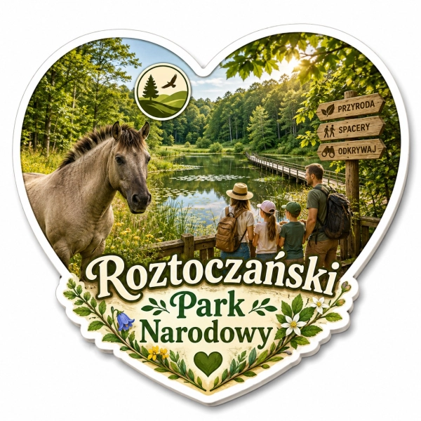 Magnes Roztoczański Park Narodowy przedstawiający rodziców i dzieci podczas spaceru