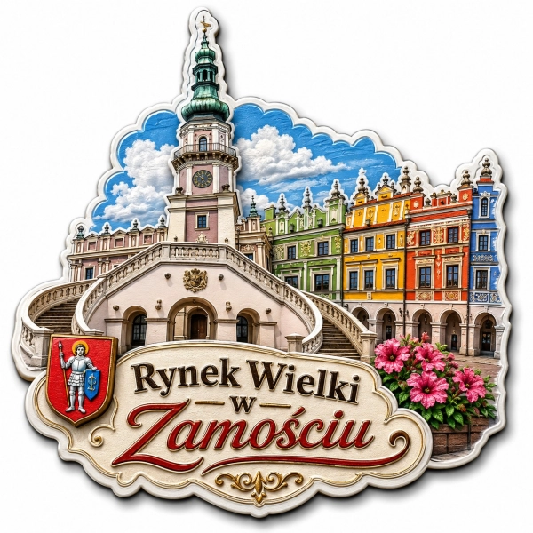 Pamiątkowy magnes przedstawiający Rynek Wielki w Zamościu