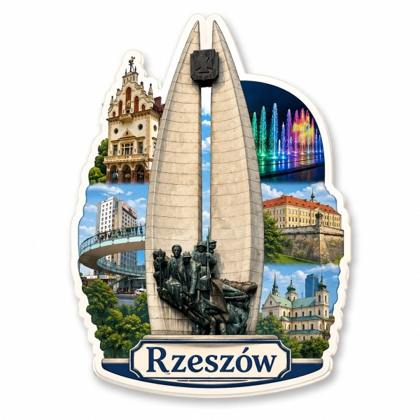 Magnes pamiątkowy z motywem Rzeszowa