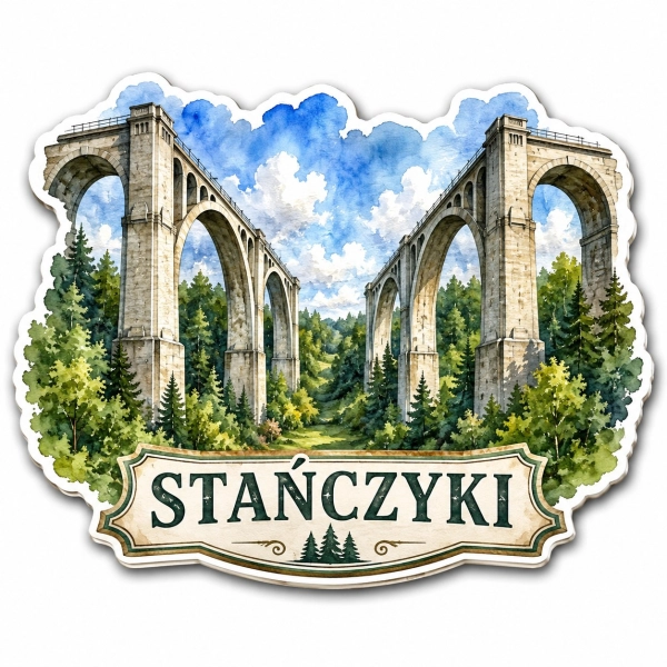 Pamiątkowy magnes Stańczyki z motywem mostu kolejowego
