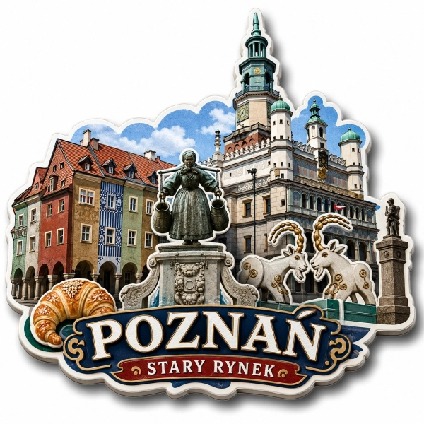 Magnes pamiątkowy z widokiem Starego Rynku w Poznaniu
