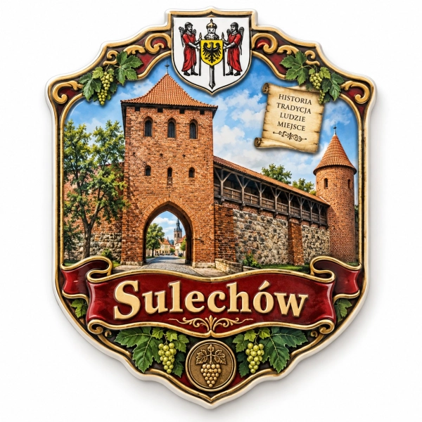 Pamiątkowy magnes turystyczny z motywem zamku w Sulechowie