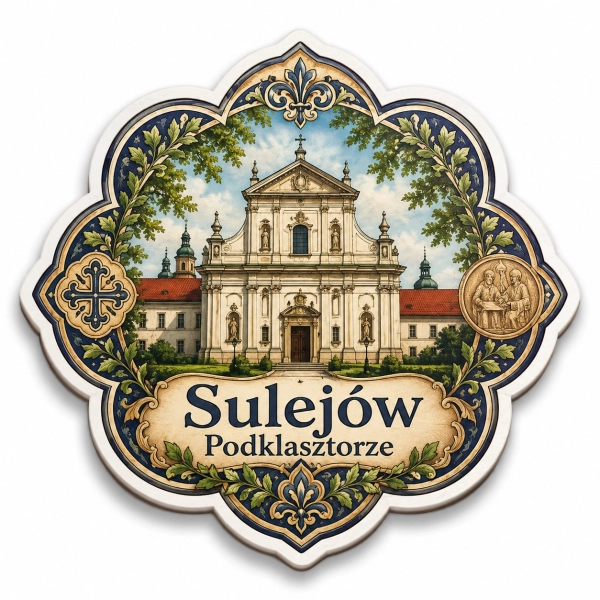 Magnes pamiątkowy Sulejów Podklasztorze z motywem kościoła barokowego