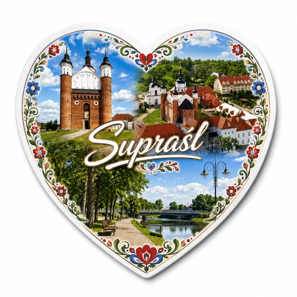 Magnes pamiątkowy Supraśl z motywem miasta