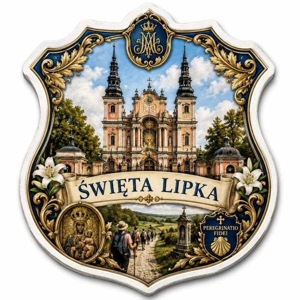 Pamiątkowy magnes Święta Lipka z motywem kościoła barokowego