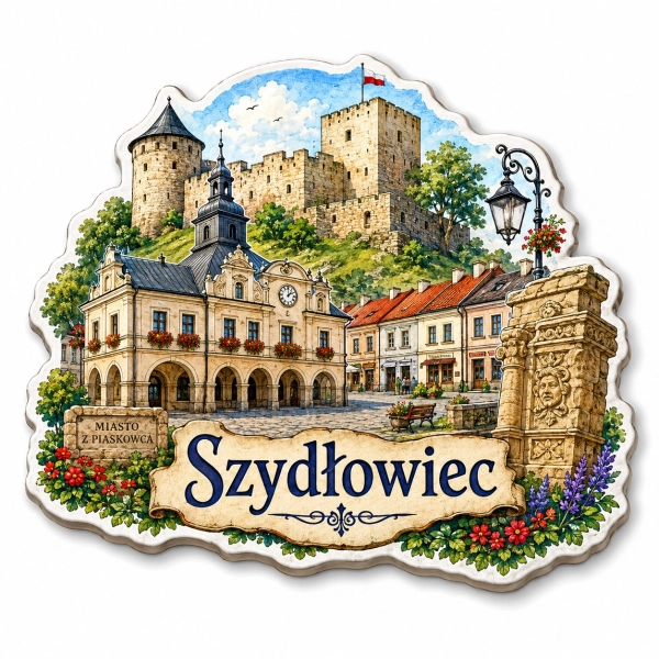 Magnes pamiątkowy Szydłowiec z motywem zamku