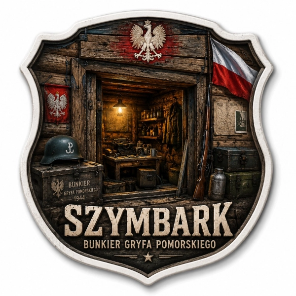 Magnes pamiątkowy Szymbark z motywem historycznym