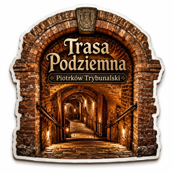 Magnes pamiątkowy przedstawiający Trasę Podziemną w Piotrkowie Trybunalskim