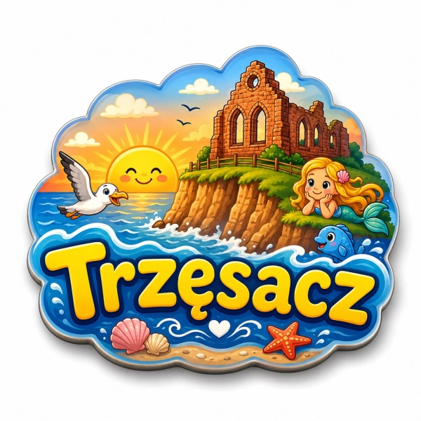 Pamiątkowy magnes Trzęsacz z motywem zamku