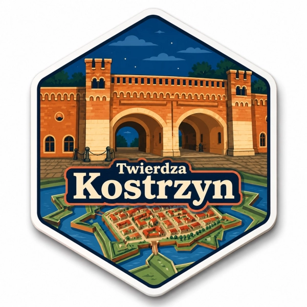 Magnes pamiątkowy Twierdza Kostrzyn z motywem zamku