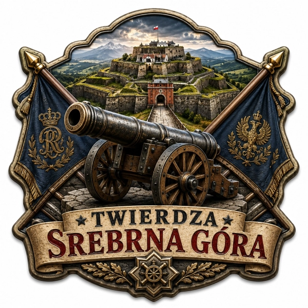 Pamiątkowy magnes Twierdza Srebrna Góra z motywem zamku