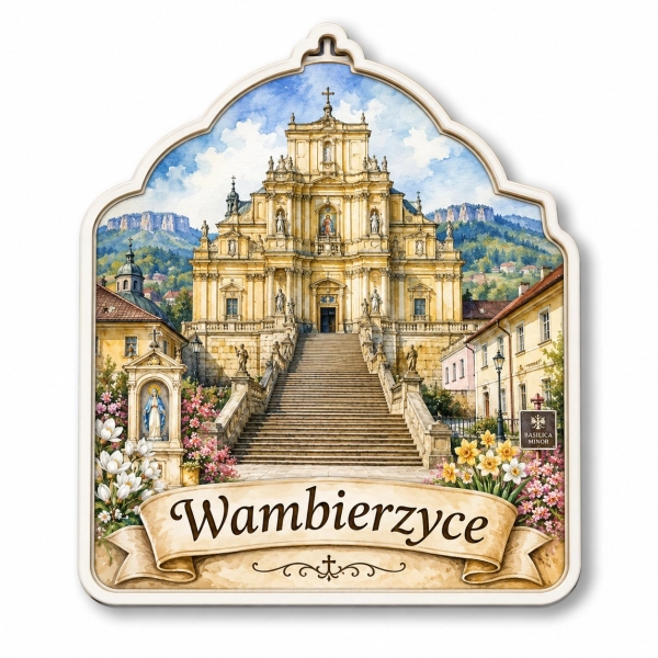 Magnes Wambierzyce z motywem kościoła klasycystycznego