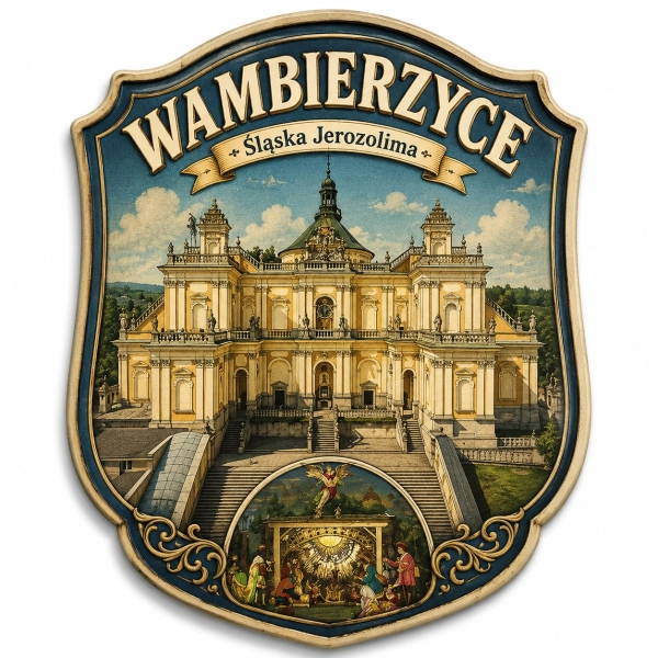 Magnes Wambierzyce z motywem kościoła barokowego