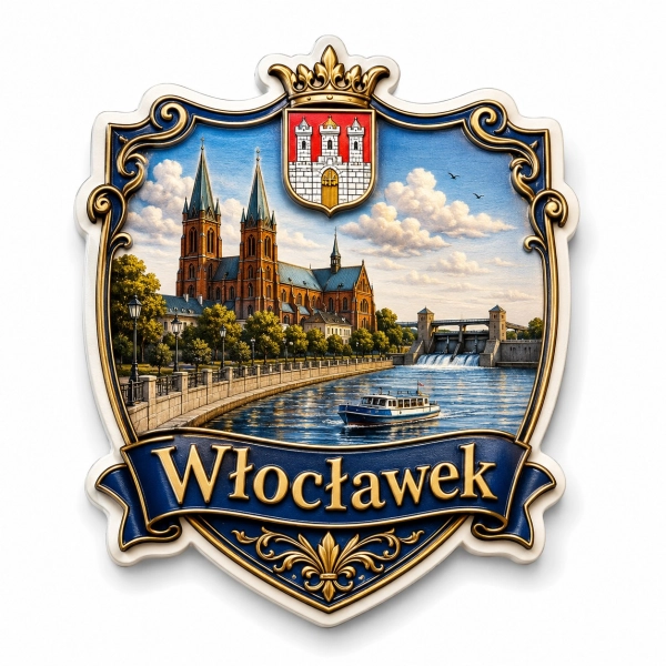Magnes Włocławek z motywem katedry i rzeki Wisły