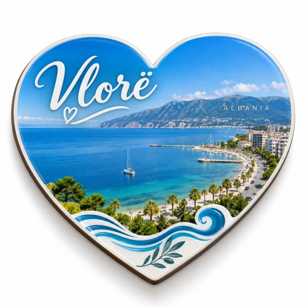 Pamiątkowy magnes Vlorë – serce Albanii