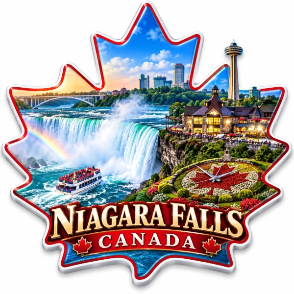 Magnes pamiątkowy z motywem wodospadu Niagara – strona kanadyjska