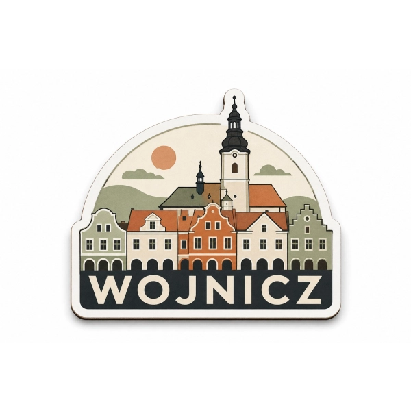 Pamiątkowy magnes Wojnicz z panoramą miasta i zabudową