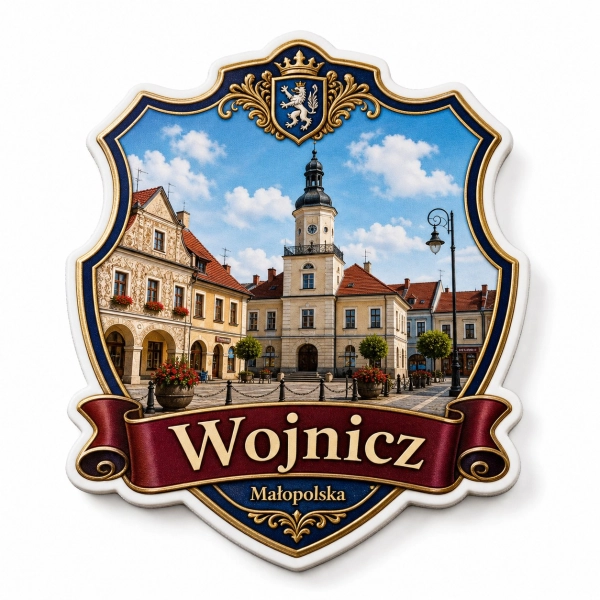 Magnes pamiątkowy Wojnicz z ilustracją ratusza