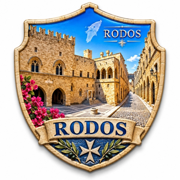 Magnes z gotyckim zamkiem na wyspie Rodos