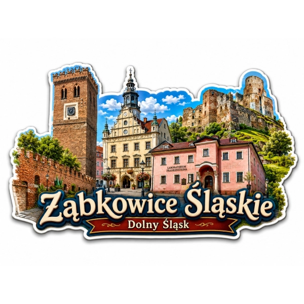 Magnes pamiątkowy Ząbkowice Śląskie z motywem miasta