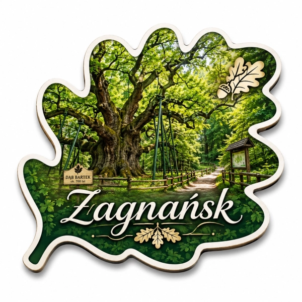 Magnes pamiątkowy Zagnańsk z motywem dębu Bartka