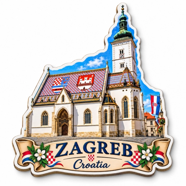 Magnes pamiątkowy z motywem Zagrzebu
