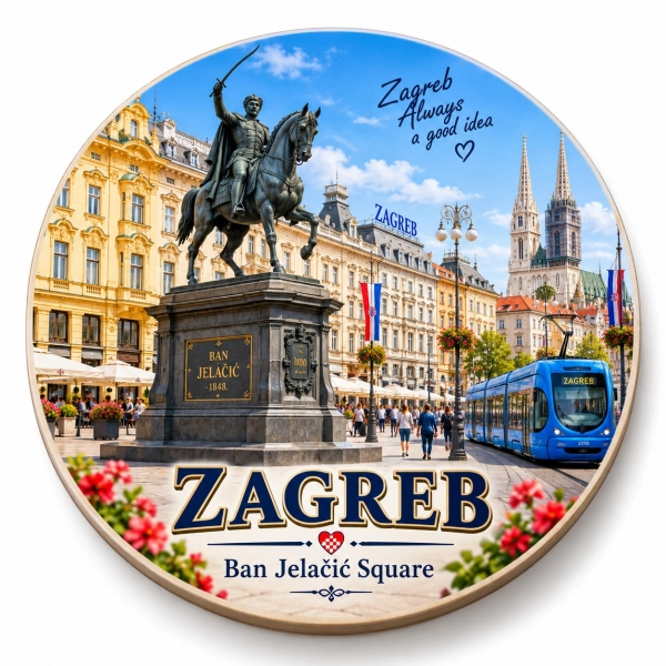 Magnes pamiątkowy przedstawiający Zagrzeb