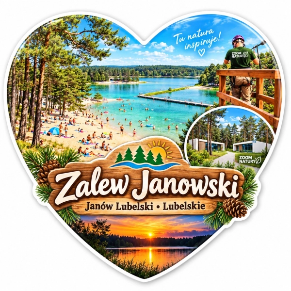 Magnes Zalew Janowski z motywem plaży i jeziora