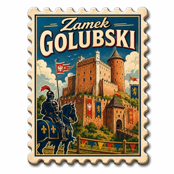Magnes pamiątkowy Zamek Golubski z motywem zamku