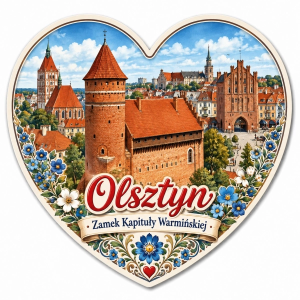 Magnes pamiątkowy z widokiem na Zamek Kapituły Warmińskiej w Olsztynie